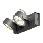 SLV 1000129 KALU, Wand- und Deckenleuchte, zweiflammig, LED, 3000 K, schwarz, 60° 