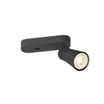 SLV 1008300 PURI 2.0 Cone, Wand- und Deckenaufbauleuchte, Schalter, rechteckig, 1x max. 6 W GU10, schwarz 
