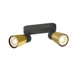 SLV 1008370 PURI 2.0 Dome, Wand- und Deckenaufbauleuchte, long, 2 x max. 6 W GU10, schwarz / gold 