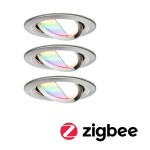 Paulmann 5145 Bundle Smart Home Zigbee LED Einbauleuchten-Set Nova Plus 3 Stück 3x6W RGBW Eisen gebürstet 
