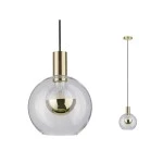 Paulmann 797.25 Neordic Pendelleuchte Esben E27 max. 20W Klar#Messing gebürstet dimmbar Glas#Metall 