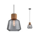 Paulmann 797.39 Neordic Pendelleuchte Elia E27 max. 20W Rauchglas/Kork/Schwarz dimmbar Glas/Kork/Metall 