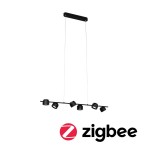 Paulmann 797.84 LED Pendelleuchte Smart Home Zigbee 3.0 Puric Pane 2700K 6x450lm 6x6W Schwarz dimmbar 