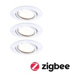 Paulmann 924.63 LED Einbauleuchte Smart Home Zigbee Base Coin Basisset schwenkbarar rund 90mm 20° 3x4,9W 3x430lm 230V dimmbar 3000K Weiß 