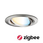 Paulmann 929.61 LED Einbauleuchte Smart Home Zigbee Nova Plus Coin schwenkbarar rund 84mm 50° Coin 6W 470lm 230V dimmbar Tunable White Eisen gebürstet 