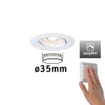 Paulmann 929.70 LED Einbauleuchte Easy Dim Nova Mini Plus Coin Einzelleuchte schwenkbar rund 66mm 15° Coin 4,2W 300lm 230V dimmbar 2700K Weiß matt 