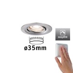 Paulmann 929.72 LED Einbauleuchte Easy Dim Nova Mini Plus Coin Einzelleuchte schwenkbarar rund 66mm 15° Coin 4,2W 300lm 230V dimmbar 2700K Eisen gebürstet 