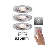 Paulmann 929.73 LED Einbauleuchte Easy Dim Nova Mini Plus Coin Basisset schwenkbarar rund 66mm 15° Coin 3x4,2W 3x300lm 230V dimmbar 2700K Eisen gebürstet 