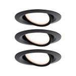 Paulmann 930.80 LED Einbauleuchte Nova Plus Coin Basisset schwenkbar rund 84mm 50° Coin 3x6W 3x470lm 230V dimmbar 2700K Schwarz matt 