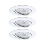 Paulmann 934.26 LED Einbauleuchte 3-Step-Dim Base Basisset schwenkbar rund 90mm 20° GU10 3x5W 3x350lm 230V dimmbar 3000K Weiß 