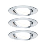 Paulmann 934.33 LED Einbauleuchte Nova Basisset schwenkbarar rund 84mm 50° GU10 3x6,5W 3x460lm 230V 2700K Alu gedreht 