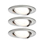 Paulmann 934.65 LED Einbauleuchte 3-Step-Dim Nova Basisset schwenkbarar rund 84mm 50° GU10 3x6,5W 3x460lm 230V dimmbar 2700K Eisen gebürstet 