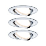 Paulmann 934.70 LED Einbauleuchte 3-Step-Dim Nova Basisset schwenkbarar rund 84mm 50° GU10 3x6,5W 3x460lm 230V dimmbar 2700K Chrom 