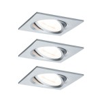 Paulmann 934.74 LED Einbauleuchte 3-Step-Dim Nova Basisset schwenkbarar eckig 84x84mm 50° GU10 3x6,5W 3x460lm 230V dimmbar 2700K Alu gedreht 