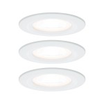 Paulmann 934.78 LED Einbauleuchte 3-Step-Dim Nova Basisset starr IP44 rund 78mm GU10 3x6,5W 3x460lm 230V dimmbar 2700K Weiß matt 