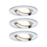 Paulmann 936.84 LED Einbauleuchte Nova Plus Coin Basisset schwenkbarar IP65 rund 93mm 30° Coin 3x6W 3x470lm 230V dimmbar 2700K Chrom 