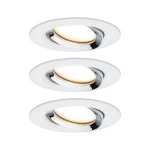 Paulmann 936.86 LED Einbauleuchte Nova Plus Coin Basisset schwenkbarar IP65 rund 93mm 30° Coin 3x6W 3x470lm 230V dimmbar 2700K Weiß matt/Chrom 