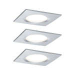 Paulmann 938.95 LED Einbauleuchte Nova Plus Coin Basisset starr IP44 eckig 78x78mm Coin 3x6W 3x470lm 230V dimmbar 2700K Alu gedreht 