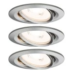 Paulmann 939.44 Premium LED Einbauleuchte Coin Basisset schwenkbarar rund 84mm 50° Coin 3x6,3W 3x430lm 230V dimmbar 2700K Eisen gebürstet 