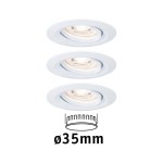 Paulmann 942.93 LED Einbauleuchte Nova Mini Coin Basisset schwenkbarar rund 66mm 15° Coin 3x4W 3x310lm 230V 2700K Weiß matt 