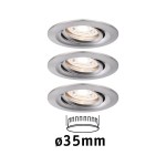 Paulmann 942.95 LED Einbauleuchte Nova Mini Coin Basisset schwenkbarar rund 66mm 15° Coin 3x4W 3x310lm 230V 2700K Eisen gebürstet 