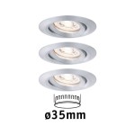 Paulmann 942.97 LED Einbauleuchte Nova Mini Coin Basisset schwenkbarar rund 66mm 15° Coin 3x4W 3x310lm 230V 2700K Alu gedreht 