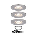 Paulmann 943.01 LED Einbauleuchte Nova Mini Coin Basisset starr IP44 rund 65mm Coin 3x4W 3x310lm 230V 2700K Eisen gebürstet 