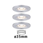 Paulmann 943.05 LED Einbauleuchte Nova Mini Coin Basisset starr IP44 rund 65mm Coin 3x4W 3x310lm 230V 2700K Alu gedreht 