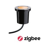Paulmann 945.88 Plug & Shine LED Bodeneinbauleuchte Smart Home Zigbee Goldlicht Einzelspot Insektenfreundlich IP65 Tunable Warm 4,6W Schwarz/Edelstahl 