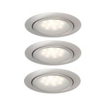 Paulmann 998.12 LED Möbeleinbauleuchten Micro Line 3 Stück rund 66mm 3x1W 3x34lm 230/12V 2700K Eisen gebürstet 