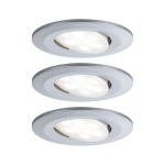 Paulmann 999.29 LED Einbauleuchte Calla Basisset schwenkbarar IP65 rund 90mm 30° 3x6W 3x530lm 230V 4000K Chrom matt 