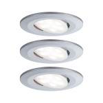 Paulmann 999.33 LED Einbauleuchte Calla Basisset schwenkbar IP65 rund 90mm 30° 3x5,2W 3x460lm 230V dimmbar 4000K Chrom matt 