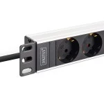 Digitus DN-95440 Steckdosenleiste mit Aluminiumprofil, 9-fach Schutzkontaktsteckdose, 2 m Zuleitung, IEC C20 Stecker 