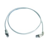 Telegärtner 100008010 Patchkabel S/FTP 6A grau 0,5 Meter 90 Grad 