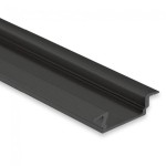 Dotlux 4036 Alu-Einbau-Profil Typ DXE8 2 Meter flach Flügel pulverbeschichtet schwarz RAL 9005 für LED-Streifen bis 12mm 