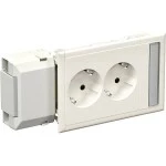 Schneider 5940021 Doppelsteckdose mit Schriftfeld fuer Kanaleinbau CYB-PS weiss RAL 9010 