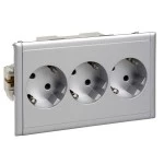 Schneider 5940111 Schukosteckdose 3-fach, 16A/250V, Klemmen 5x2,5qmm, RAL 9010, Etikettenfenster 