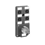 Schneider ABE9C1241C23 Passive Verteilerbox IP67, M23-Verbinder, mit 4-Kanal-M12-Verbinder, LED 