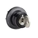 Schneider KBA1S Betät.element m. Frontring Ø 29mm, Kunst,-Frontr., silberf., Schlüs. Ronis 8R1 