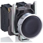 Schneider XB4BA21 Drucktaster, Harmony XB4, Metall, 22mm, schwarz, unbeschriftet, tastend, Schraubklemme, 1S 