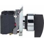 Schneider XB4BJ53 Wahlschalter, Harmony XB4, Metall, 22mm, schwarz, 3 Stellungen, langer Knebel, Mitte rastend, Rechts Links tastend, 2S 