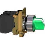Schneider XB4BK123M5 Leuchtwahlschalter, Harmony XB4, Metall, 22mm, grün, universelle LED, 2 Stellungen, 1S+1Ö, 230-240V AC 
