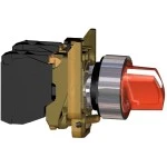 Schneider XB4BK124G5 Leuchtwahlschalter, Harmony XB4, Metall, 22mm, rot, universelle LED, 2 Stellungen, 1S+1Ö, 110-120V AC 
