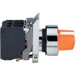 Schneider XB4BK125B5 Leuchtwahlschalter, Harmony XB4, Metall, 22mm, orange, universelle LED, 2 Stellungen, 1S+1Ö, 24V ACDC 