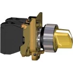 Schneider XB4BK125G5 Leuchtwahlschalter, Harmony XB4, Metall, 22mm, orange, universelle LED, 2 Stellungen, 1S+1Ö, 110-120V AC 