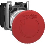 Schneider XB4BS8442 Not-Aus/Not-Halt-Schalter, Harmony XB4, Metall, 22mm, rot, Pilz 40mm, Drehentriegelung, 1Ö 