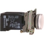 Schneider XB4BV31 Leuchtmelder, Harmony XB4, Metall, 22mm, weiß, mit Trafo, Glühlampe BA9s, glatte Kalotte, Schraubklemme, 120V AC 