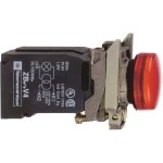 Schneider XB4BV34 Leuchtmelder, Harmony XB4, Metall, 22mm, rot, mit Trafo, Glühlampe BA9s, glatte Kalotte, Schraubklemme, 120V AC 
