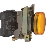 Schneider XB4BV65 Leuchtmelder, Harmony XB4, Metall, 22mm, orange, mit Trafo, Glühlampe BA9s, glatte Kalotte, Schraubklemme, 250V 