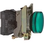Schneider XB4BVG3 Leuchtmelder, Harmony XB4, Metall, 22mm, grün, universelle LED, glatte Kalotte, Schraubklemme, 110-120V AC 